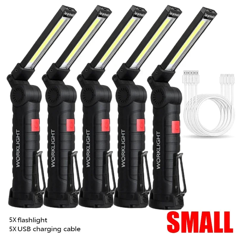 Portable COB LED Flashlight – USB Rechargeable Magnetic Work & Camping Lantern